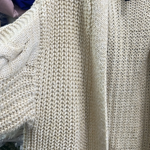 Chunky Oversized Solid Color Open Front Cream Knit Cardigan Sweater - Picture 4 of 15